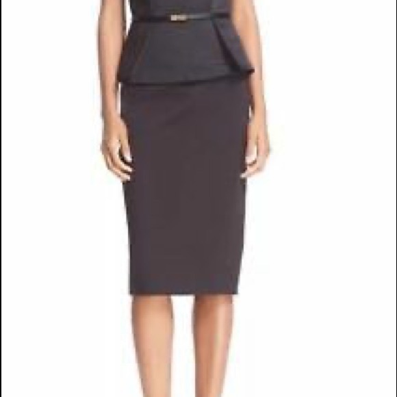 Ted Baker Black Lenci Midi Peplum Dress - Size 0 - Picture 4 of 14